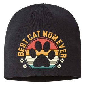 Best Cat Mom Ever Retro Sunset Sustainable Beanie