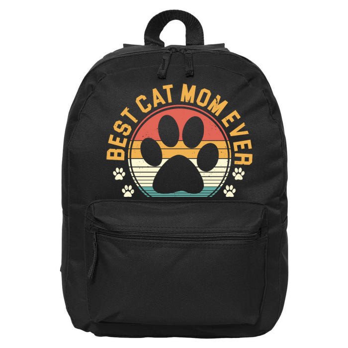 Best Cat Mom Ever Retro Sunset 16 in Basic Backpack