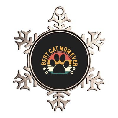 Best Cat Mom Ever Retro Sunset Metallic Star Ornament