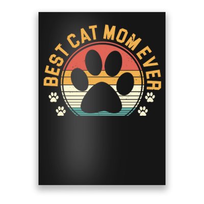 Best Cat Mom Ever Retro Sunset Poster