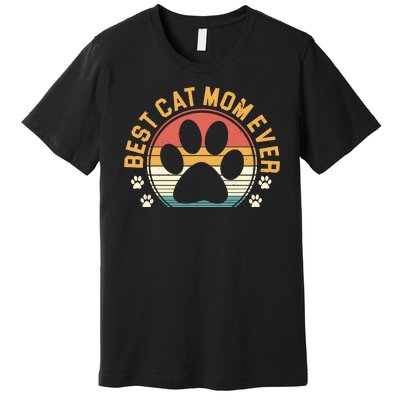 Best Cat Mom Ever Retro Sunset Premium T-Shirt