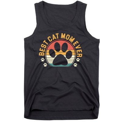 Best Cat Mom Ever Retro Sunset Tank Top