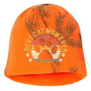 Best Cat Mom Ever Retro Sunset Kati - Camo Knit Beanie