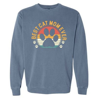 Best Cat Mom Ever Retro Sunset Garment-Dyed Sweatshirt