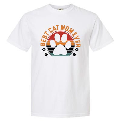 Best Cat Mom Ever Retro Sunset Garment-Dyed Heavyweight T-Shirt