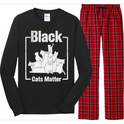 Black Cats Matter Funny Ugly Xmas Cat Lover Great Gift Long Sleeve Pajama Set