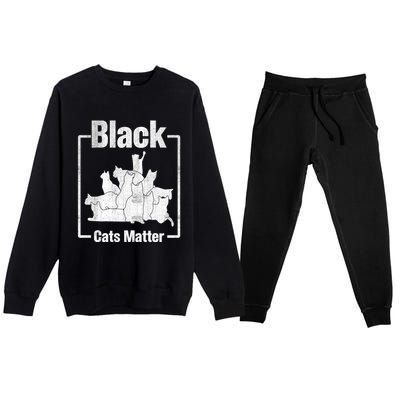 Black Cats Matter Funny Ugly Xmas Cat Lover Great Gift Premium Crewneck Sweatsuit Set