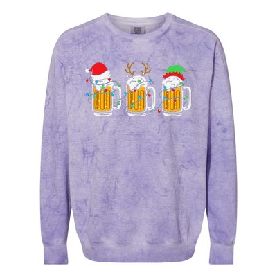 Beer Christmas Mug Santa Reinbeer Xmas Tree Lights Colorblast Crewneck Sweatshirt