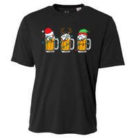 Beer Christmas Mug Santa Reinbeer Xmas Tree Lights Cooling Performance Crew T-Shirt