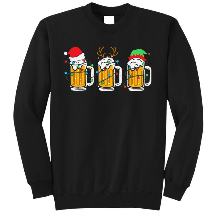 Beer Christmas Mug Santa Reinbeer Xmas Tree Lights Sweatshirt