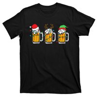 Beer Christmas Mug Santa Reinbeer Xmas Tree Lights T-Shirt