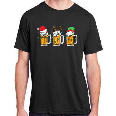 Beer Christmas Mug Santa Reinbeer Xmas Tree Lights Adult ChromaSoft Performance T-Shirt