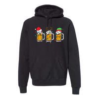 Beer Christmas Mug Santa Reinbeer Xmas Tree Lights Premium Hoodie