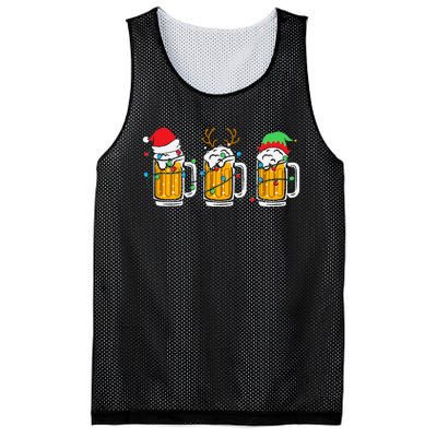 Beer Christmas Mug Santa Reinbeer Xmas Tree Lights Mesh Reversible Basketball Jersey Tank