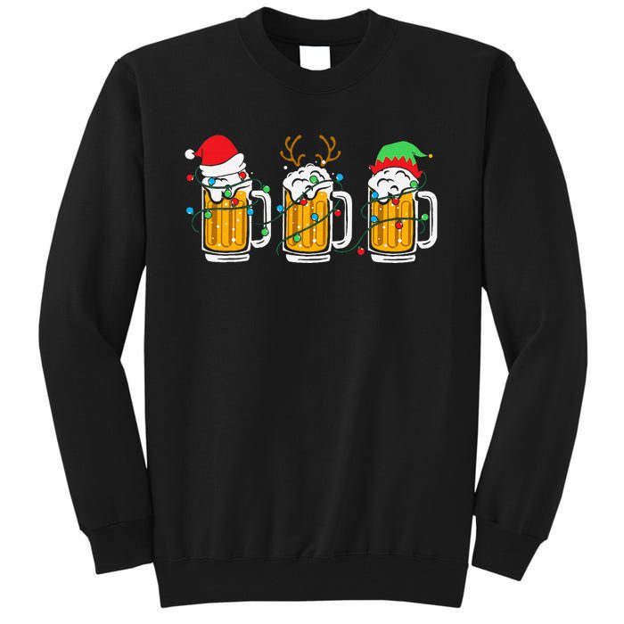 Beer Christmas Mug Santa Reinbeer Xmas Tree Lights Tall Sweatshirt