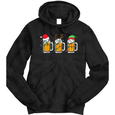 Beer Christmas Mug Santa Reinbeer Xmas Tree Lights Tie Dye Hoodie