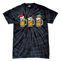 Beer Christmas Mug Santa Reinbeer Xmas Tree Lights Tie-Dye T-Shirt