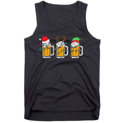 Beer Christmas Mug Santa Reinbeer Xmas Tree Lights Tank Top