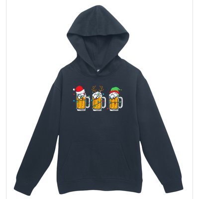 Beer Christmas Mug Santa Reinbeer Xmas Tree Lights Urban Pullover Hoodie