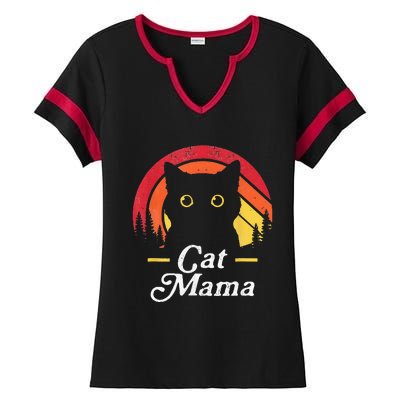 Black Cat Mom Mama Wildlife Happy MotherS Day 2024 Ladies Halftime Notch Neck Tee