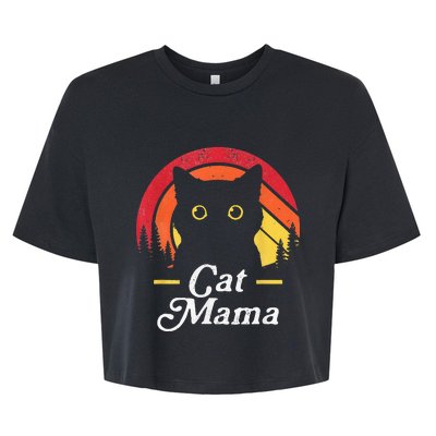 Black Cat Mom Mama Wildlife Happy MotherS Day 2024 Bella+Canvas Jersey Crop Tee