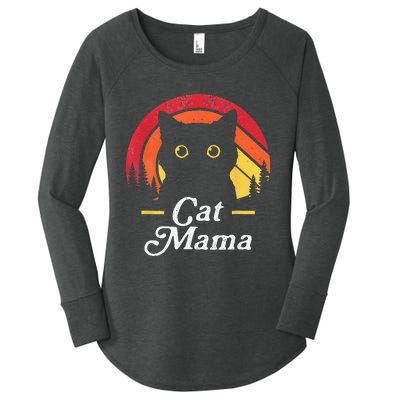 Black Cat Mom Mama Wildlife Happy MotherS Day 2024 Women's Perfect Tri Tunic Long Sleeve Shirt