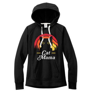 Black Cat Mom Mama Wildlife Happy MotherS Day 2024 Women's Fleece Hoodie