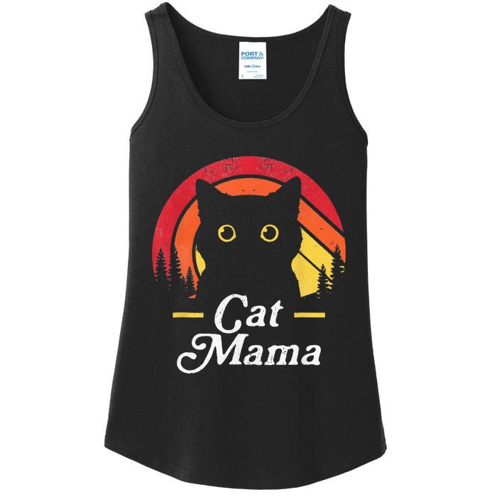 Black Cat Mom Mama Wildlife Happy MotherS Day 2024 Ladies Essential Tank