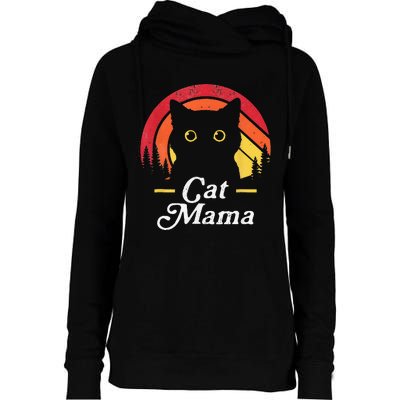 Black Cat Mom Mama Wildlife Happy MotherS Day 2024 Womens Funnel Neck Pullover Hood