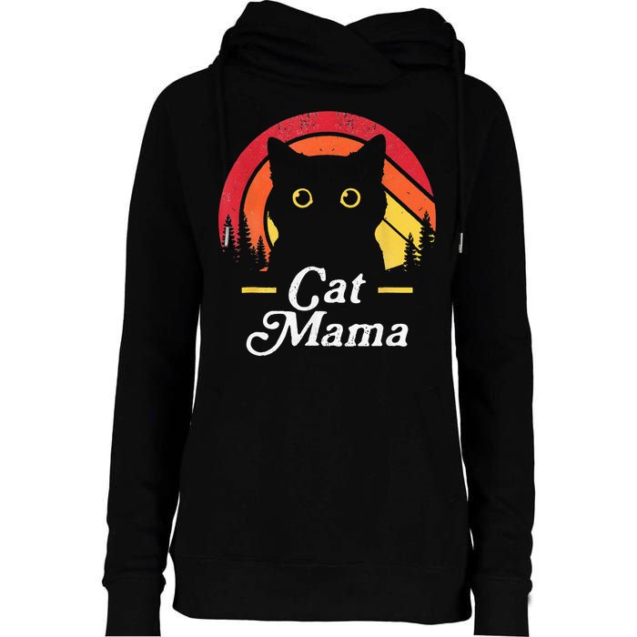 Black Cat Mom Mama Wildlife Happy MotherS Day 2024 Womens Funnel Neck Pullover Hood