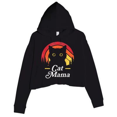 Black Cat Mom Mama Wildlife Happy MotherS Day 2024 Crop Fleece Hoodie