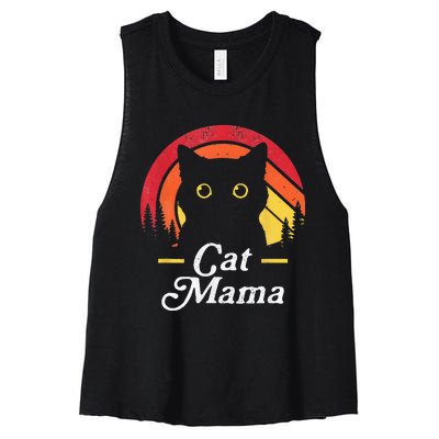 Black Cat Mom Mama Wildlife Happy MotherS Day 2024 Women's Racerback Cropped Tank