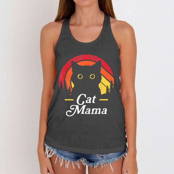 Black Cat Mom Mama Wildlife Happy MotherS Day 2024 Women's Knotted Racerback Tank