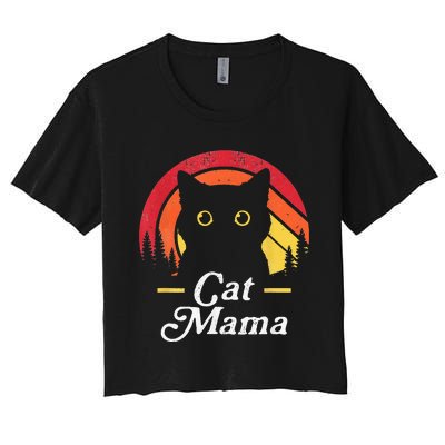 Black Cat Mom Mama Wildlife Happy MotherS Day 2024 Women's Crop Top Tee