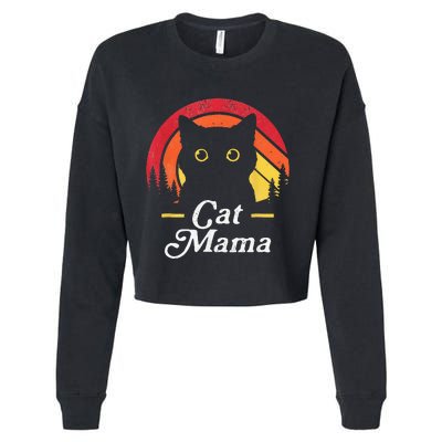 Black Cat Mom Mama Wildlife Happy MotherS Day 2024 Cropped Pullover Crew