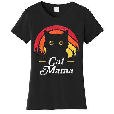 Black Cat Mom Mama Wildlife Happy MotherS Day 2024 Women's T-Shirt