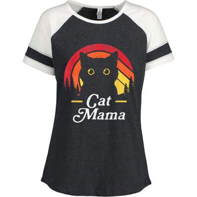 Black Cat Mom Mama Wildlife Happy MotherS Day 2024 Enza Ladies Jersey Colorblock Tee