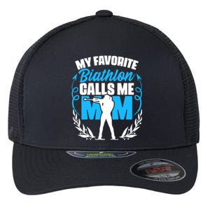 Biathlon Calls Me Mom Skiing Shooting Ski Sport Biathlete Gift Flexfit Unipanel Trucker Cap