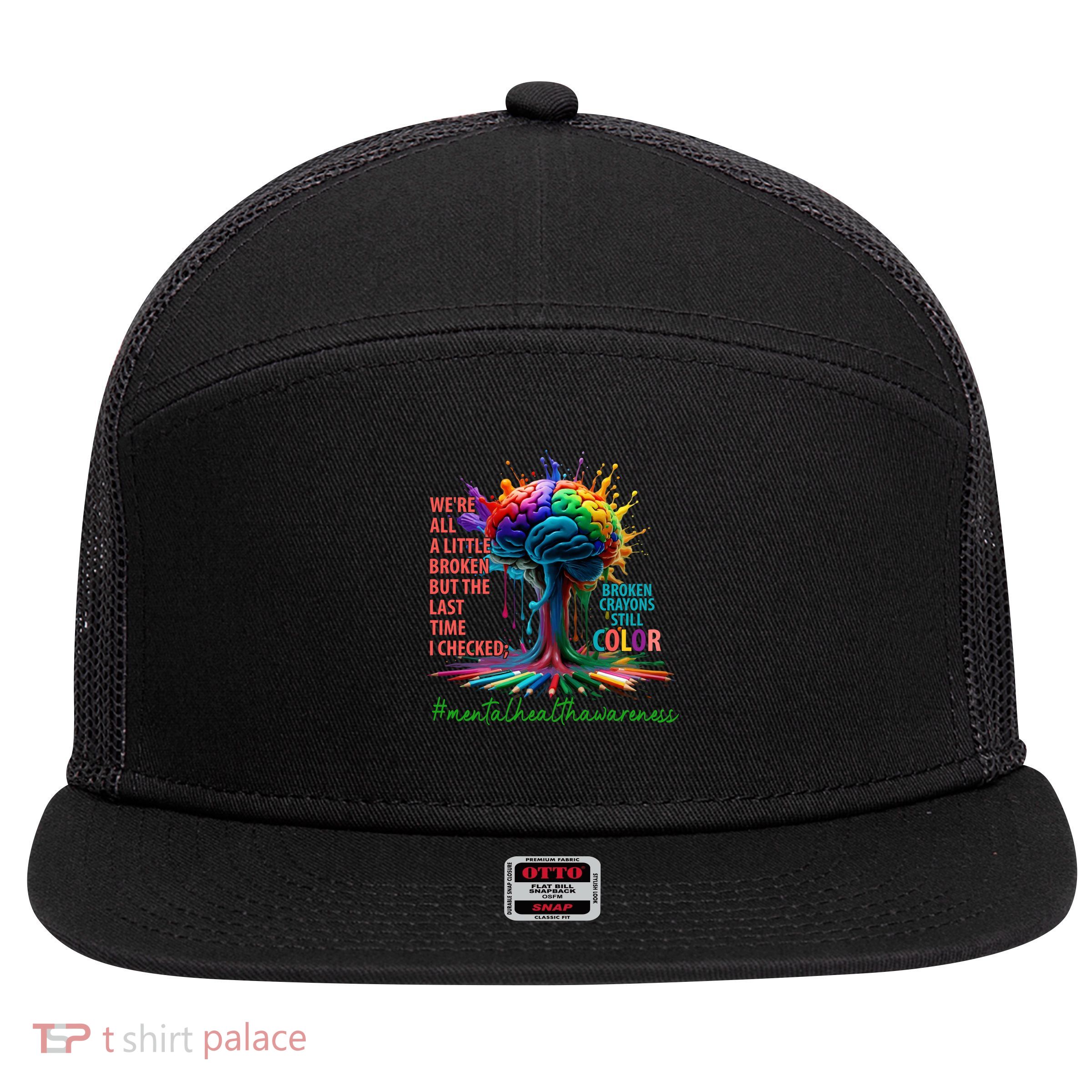 Broken Crayons Mental Health 7 Panel Mesh Trucker Snapback Hat