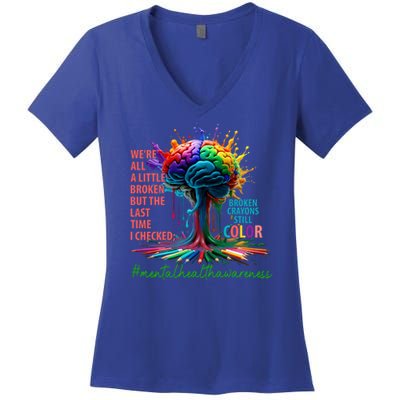 Broken Crayons Mental Health Women's V-Neck T-Shirt