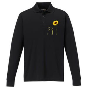 Best Cat Mom Ever Sunflower Mother's Day Gifts For Cat Lover Performance Long Sleeve Polo