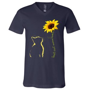 Best Cat Mom Ever Sunflower Mother's Day Gifts For Cat Lover V-Neck T-Shirt