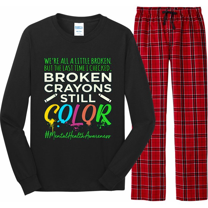 Broken Crayons Mental Health Awareness Supporter Graphic Long Sleeve Pajama Set