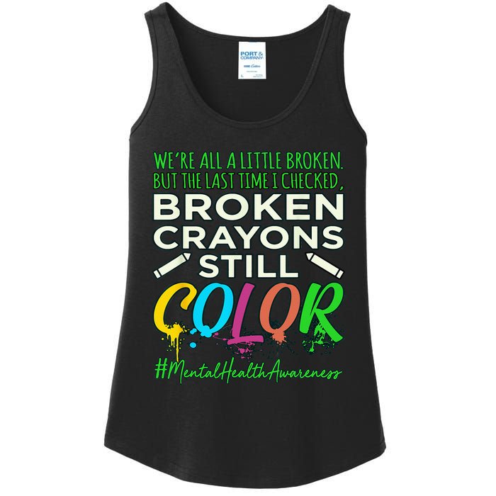 Broken Crayons Mental Health Awareness Supporter Graphic Ladies Essential Tank