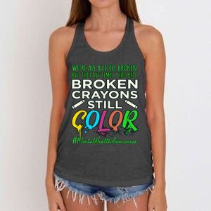 Broken Crayons Mental Health Awareness Supporter Graphic Women's Knotted Racerback Tank