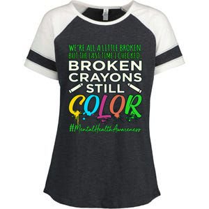 Broken Crayons Mental Health Awareness Supporter Graphic Enza Ladies Jersey Colorblock Tee