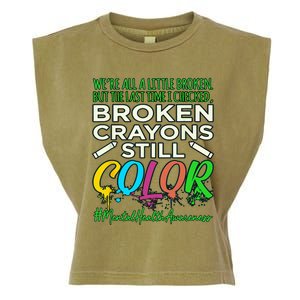 Broken Crayons Mental Health Awareness Supporter Graphic Garment-Dyed Women's Muscle Tee