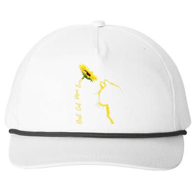 Best Cat Mom Ever Cat Mom Sunflower MotherS Day Cat Funny Gift Snapback Five-Panel Rope Hat