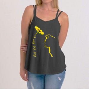 Best Cat Mom Ever Cat Mom Sunflower MotherS Day Cat Funny Gift Women's Strappy Tank