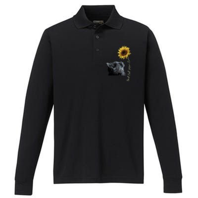 Best Cat Mom Ever Sunflower Gift Performance Long Sleeve Polo